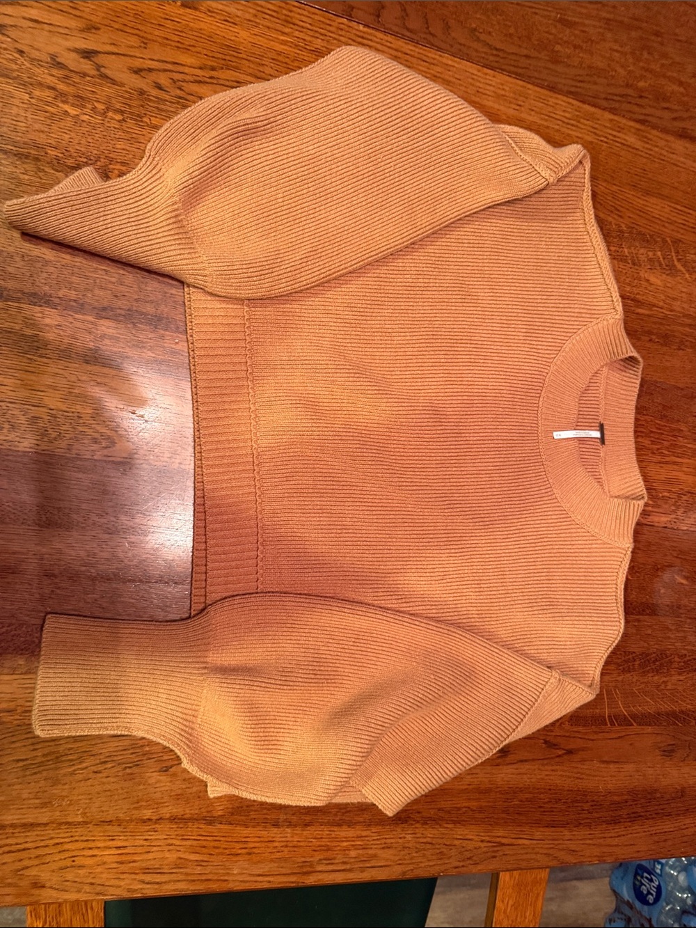 Free People Cropped Crewneck Sweater in Rust Orange